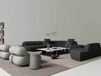 Modern Simple Sofa Combination Sofa Coffee Table Combination Multi-person Sofa Single Sofa Floor Lamp 3d model