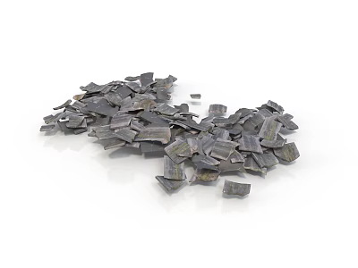 Small Metallic Shards with Irregular Shapes Scattered on White Surface 3d model