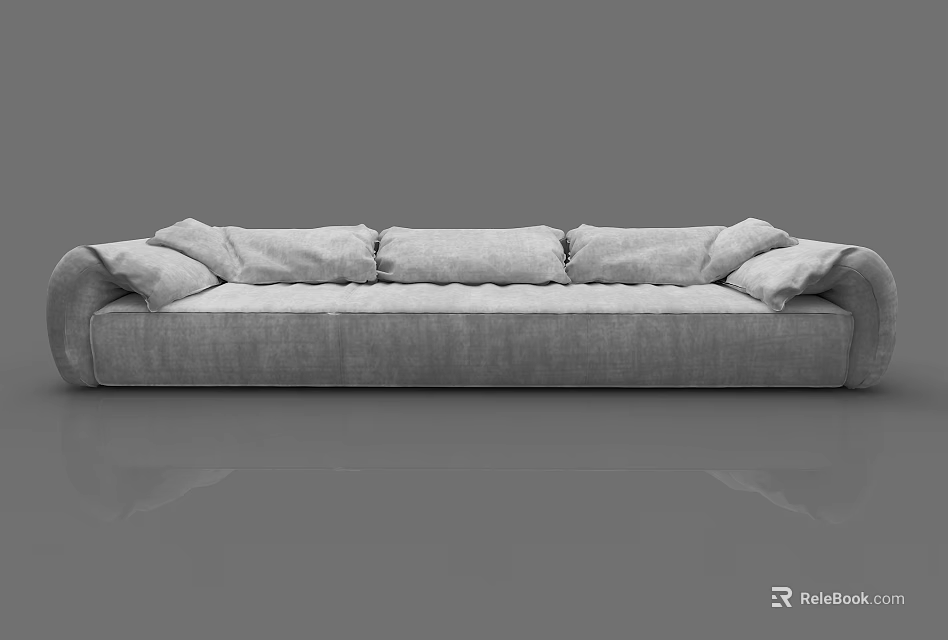 Modern Sectional Sofa with Soft Fabric Cushions and Comfortable Armrest Design 3d model