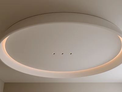 Modern Circular Ceiling Design With Recessed Spotlights And LED Strip Lighting 3d model
