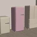 Vintage Refrigerators in Cream Pink and Light Pink Against Light Wall with Wooden Floor