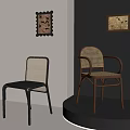 Vintage Rattan Chairs With Decorative Wall Art In Modern Interior Space