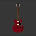 Red Electric Guitar With Glossy Body Rosewood Neck And Dual Pickups Isolated On Dark Background