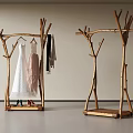 Wooden Branch Design Coat Racks with Hanging Clothes and Shoes in Natural Style