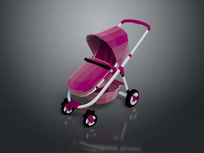 Pink Baby Stroller With Modern Design Stylish Handle And Functional Wheels 3d model