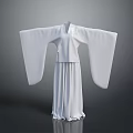 White Traditional Chinese Robe with Wide Sleeves and Flowing Long Skirt Elegant Design