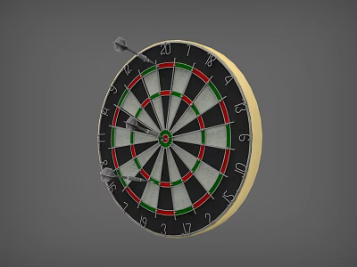 Dartboard With Darts As Throwing Weapon For Target Game And Numbers 3d model