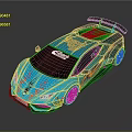 Blue Sports Car With Colorful Graffiti Stickers And Rear Spoiler Design