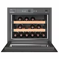 Built in Wine Cooler with Glass Door Wooden Shelves and Multiple Wine Bottles Storage