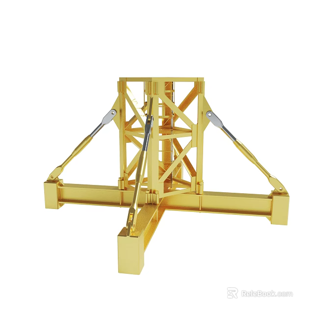 Golden Metal Mechanical Frame Structure With Support Components And Industrial Design 3d model 