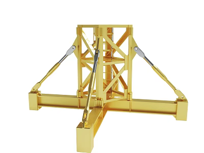 Golden Metal Mechanical Frame Structure With Support Components And Industrial Design 3d model