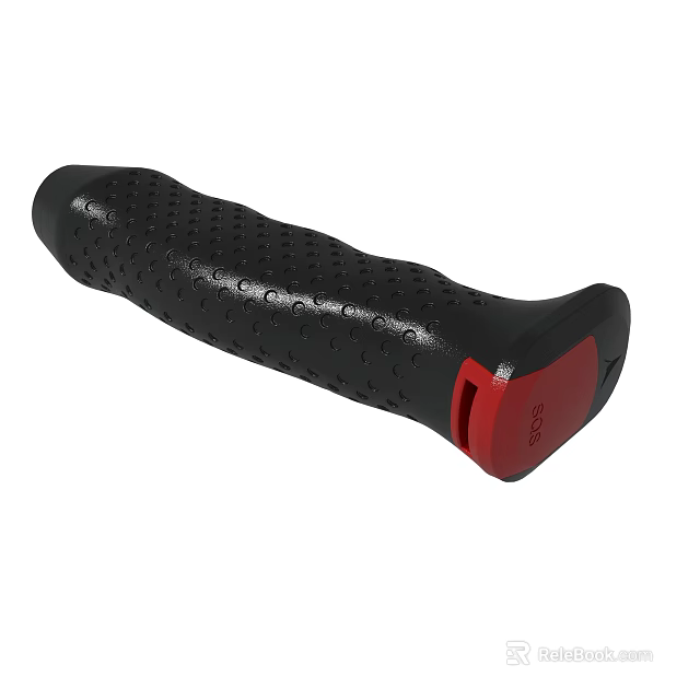 Ergonomic Non Slip Black Handle Grip With Red End Textured Surface 3d model
