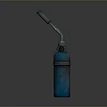 Red and Blue Safety Fire Extinguishers Standing Side by Side on Dark Surface