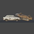 Old Abandoned Rusty Cars Featuring Overturned Vehicle And Dilapidated Sedans In Urban Area