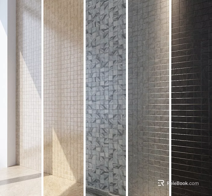 Various Flooring Designs With Mosaic Tiles Striped Patterns And Neutral Textures 3d model 