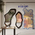 Vision Inspired Artistic Shaped Mirrors In Modern Interior With Potted Plant And Decor