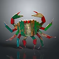Colorful Crab Sculpture With Green Red Blue Claws And Unique Artistic Design