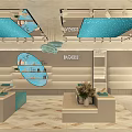 BAOERLII Shopping Mall Counter Modern Design With Display Shelves Product Display And Blue Accents