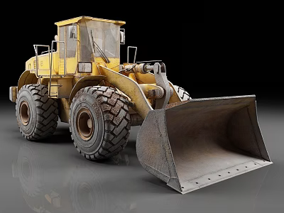 Yellow Wheel Loader With Large Front Bucket And Heavy Duty Tires For Construction Work 3d model