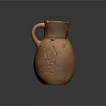 Ancient Handcrafted Terracotta Vase Sculpture Carving With Cracked Surface And Textured Design