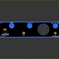 Blue Mackie External Audio Interface with Knobs and Ports for Computer Audio Production