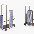 Stylish Modern Rolling Utility Carts with Metal Frame and Perforated Panels 3d model