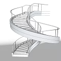 Modern Spiral Staircase Design With White Steps And Glass Railing