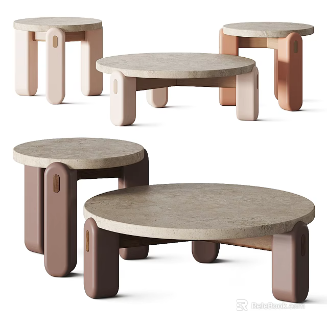 Modern Luxury Round Coffee Table Set With Multicolor Design And Elegant Style 3d model