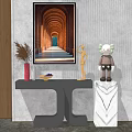 Light Luxury End View Table Entrance Cabinet 3d model