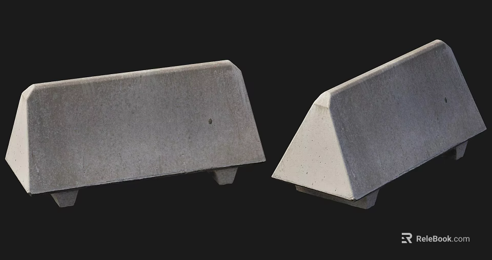 Two Durable Concrete Curb Stones as Key Road Infrastructure Elements for Traffic Safety 3d model 