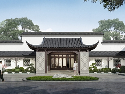 New Chinese-style Gate Pension Apartment Entrance model