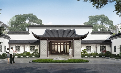 New Chinese-style Gate Pension Apartment Entrance 3d model