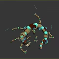 Game Movie Character 3D Mechanical Figure With Vibrant Colors Floral Decorations And Dynamic Pose