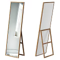 Elegant Full Length Standing Mirror with Wooden Tripod Frame for Home Decor