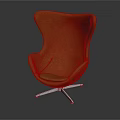 Modern Orange Egg Shaped Accent Chair With Fabric Upholstery And Metal Swivel Base