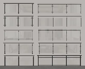 Modern Fence Guardrail Glass Guardrail Glass Guardrail Balcony Guardrail 3d model