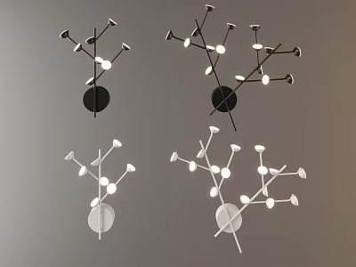 Modern Branch Like Wall Lamps With Black And White Bases For Stylish Interior Decoration 3d model