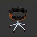 Modern Office Chair With Black Seat Back Orange Accent Frame And Silver Metal Base Wheels