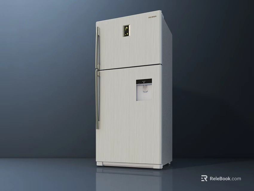 Modern White Double Door Refrigerator With Water Dispenser And Sleek Design 3d model 