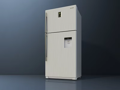Modern White Double Door Refrigerator With Water Dispenser And Sleek Design 3d model