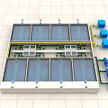 Industrial Processing Equipment With Rectangular Tanks Integrated Piping And Blue Control Units