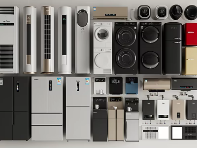 Various Types Of Modern Household Electrical Appliances With Different Designs And Colors 3d model
