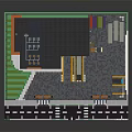 Block Style Multilayer Building Design With Colorful Sections Green Lawn And Garage