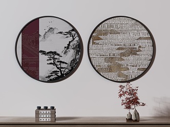 New Chinese Round Frame Painting Decorative Painting 3d model