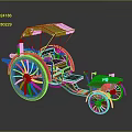 Antique Vintage Carriage With Black Canopy Golden Wheels Red Seats And Classic Design