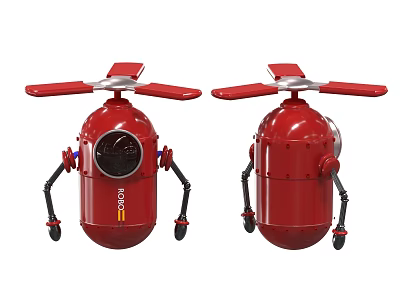 Smart Red Robot With Propellers And Mechanical Legs Modern Intelligent Design 3d model