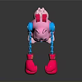 Cute Pink Rabbit Toy Figure With Blue Robot Arms And Red Boxing Gloves