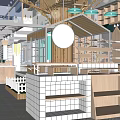 Modern Store Interior Design With Shelves Display Areas Green Walls And Yellow Decor