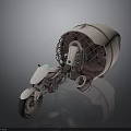Unique White Motorcycle Featuring Cage Like Dome Structure With Metal Frame And Reflective Surface