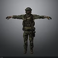 3D Tactical Soldier Figure In Camouflage Uniform With Helmet Goggles And Gear